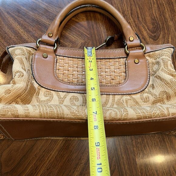 FOSSIL Vintage Tapestry Carpet Woven Leather Handbag Satchel Purse Bag - Picture 7 of 13